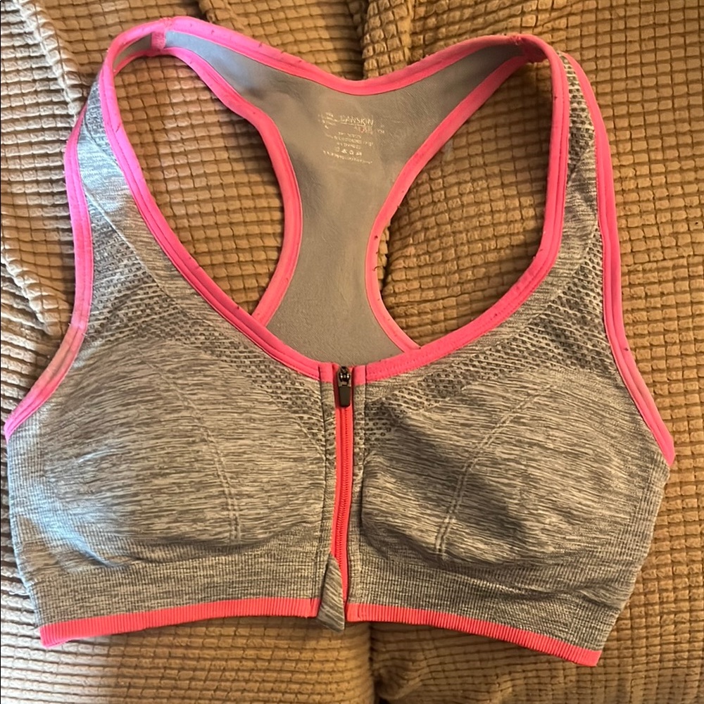 Gray and Pink Sports Bra